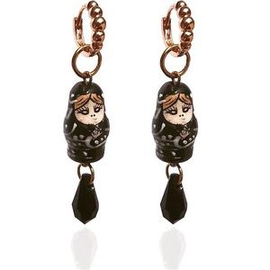gold plated earrings with matryoshka charms.
